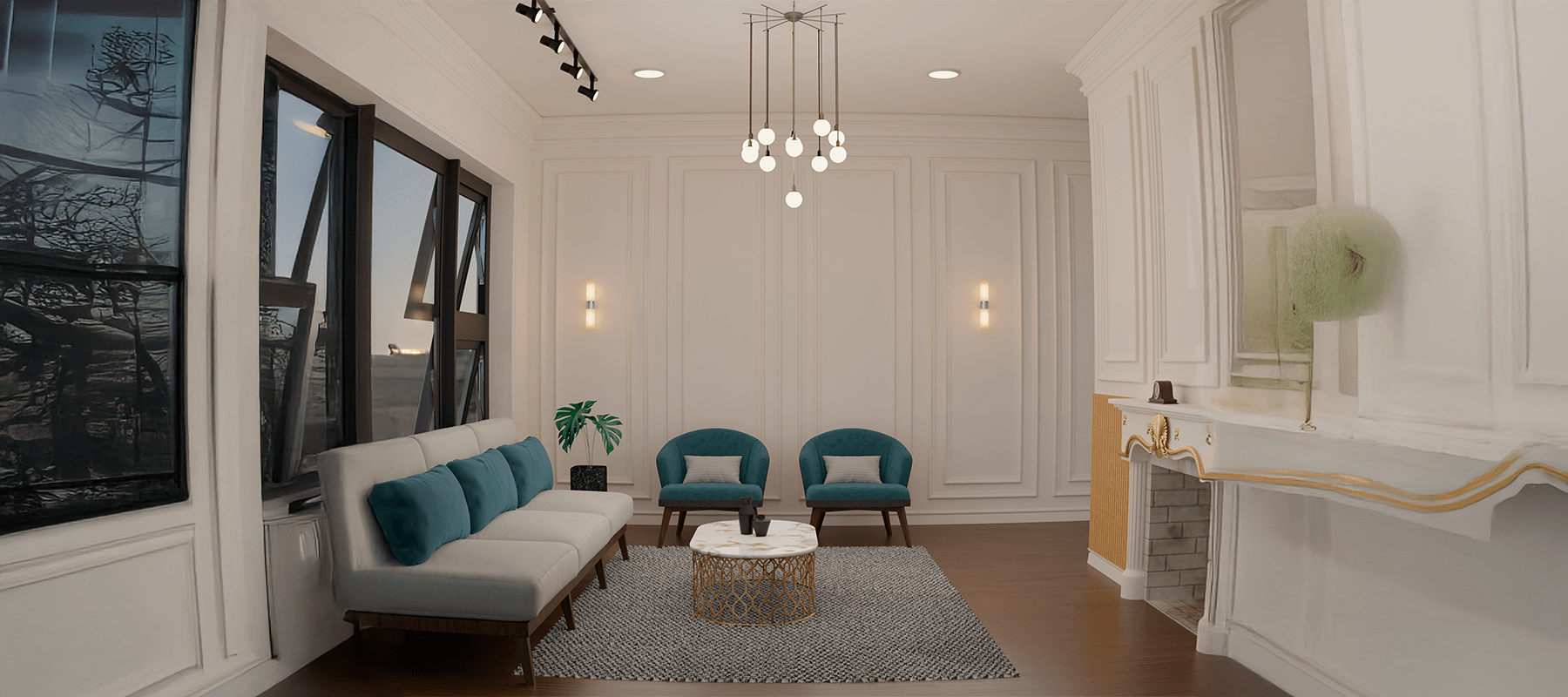 layered living room lighting